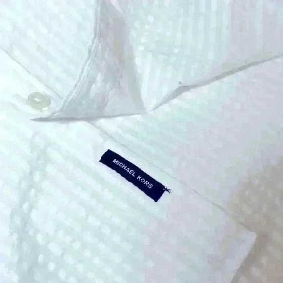 Michael Kors NWT White Short Sleeve Slim Fit 100% Cotton Textured Mens Size XL - Picture 7 of 13